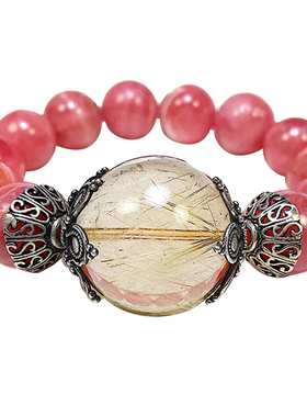 承李李原创设计 镇店之宝招桃花宝石发晶红纹石 水晶手链女