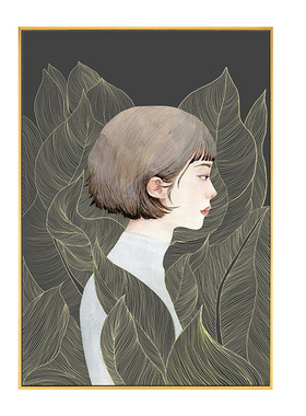 美女沙发背景墙简约现代风装饰画