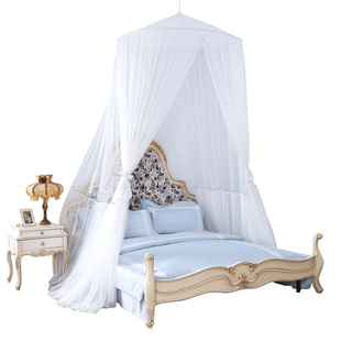 新款圆顶吊顶拉链蚊帐单开门加大尺寸落地1.5m/1.8m床双层防蚊帘