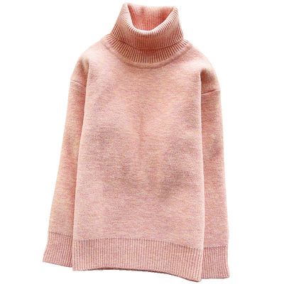 高领纯色打底衫一体绒儿童毛衣