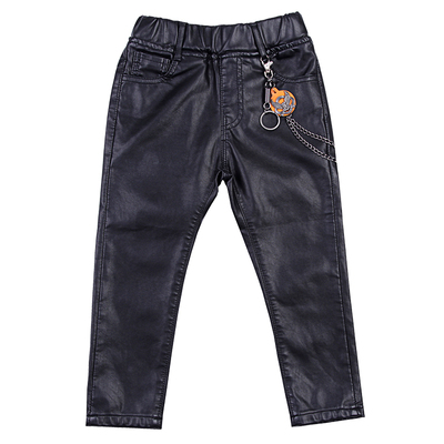 斯潘古尔儿童皮裤2025秋冬新品韩版修身时尚不脱皮中大童男童潮裤