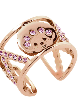 萌趣趣戒指开口日韩简约玫瑰金色