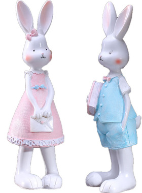 情侣兔子毕业生日礼物书房摆件