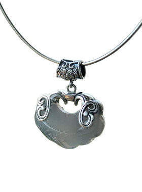 石榴石白玉髓如意长命锁双鱼泰银