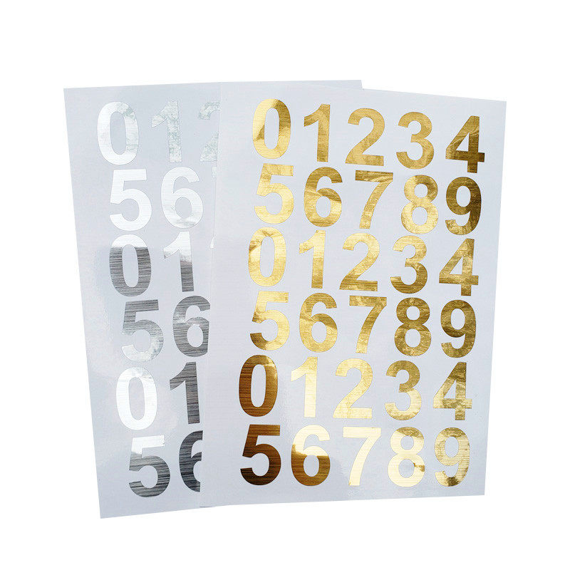 贴纸3cm平面金银数字黑白红色