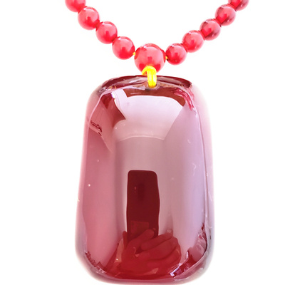 男女款项链无事牌带证书琥珀吊坠