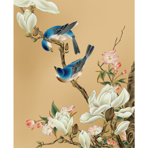 苏绣DIY套件初学 蓝雀玉兰花鸟 35*43 结婚乔迁礼品 刺绣装饰画