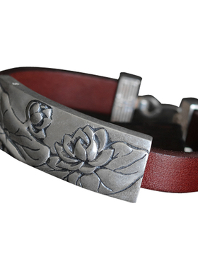 做旧风泰银荷韵牛皮手链生日礼物