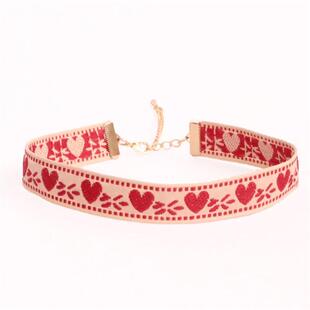 Amotional\爱心酒红颈链1.5cm宽项链 /choker collar 原创