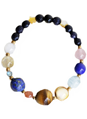 宇宙太阳系星空天河石情侣手链