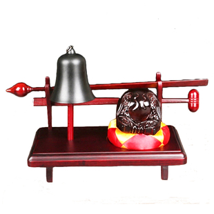 圆通佛具台湾帝钟盘佛堂法器台湾红木地钟盘布钟木鱼架挂铜钟架子