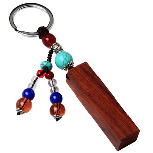 新款檀木钥匙扣挂件木雕男女情侣定制刻字印章平安无事牌饰品吊坠