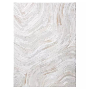 高档白灰牛皮地毯轻奢卧室书房素色垫北欧简约美式真皮衣帽间rug