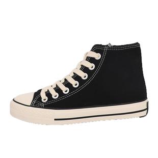 人本高帮加绒帆布鞋女学生保暖棉鞋冬季2020新款百搭休闲平底板鞋