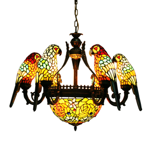 蒂凡尼彩玻小鸟鹦鹉门厅阳台过道客卧室西餐咖啡酒吧会所复古吊灯