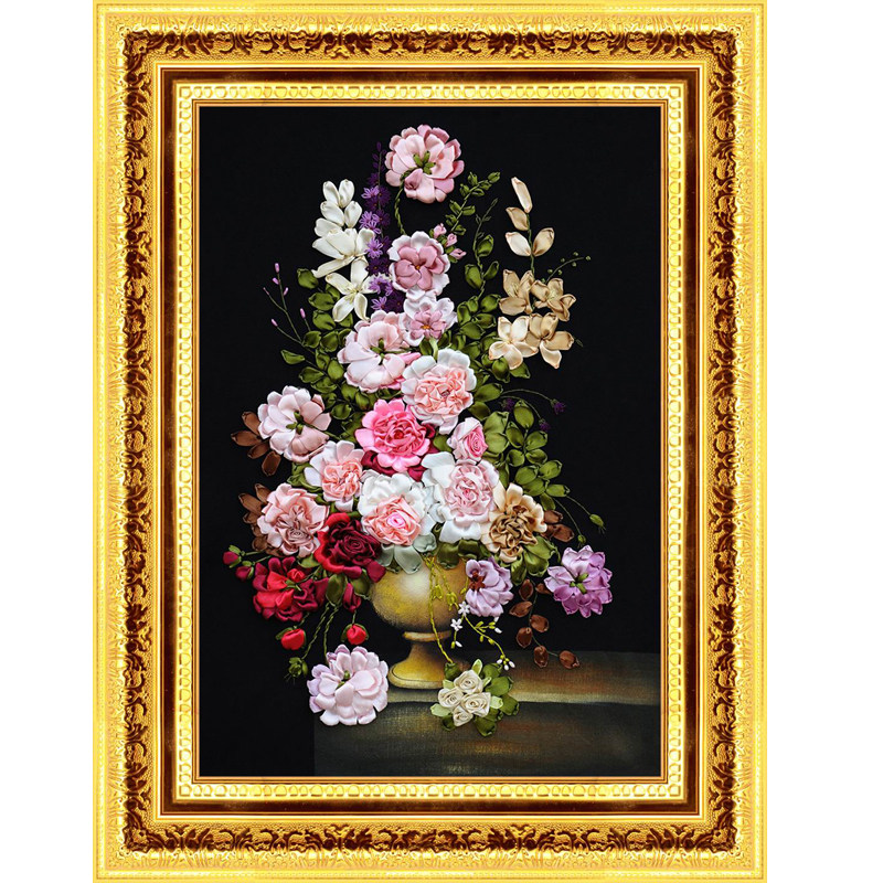 diy手工材料包花卉挂画丝带绣