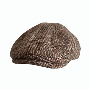 大头帽子男士鸭舌帽秋冬格纹贝雷帽大码大号65cm加大帽子秋冬保暖