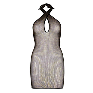 现货美国进口leg avenue交叉挂脖露背弹力亮丝紧身包臀性感小夜裙