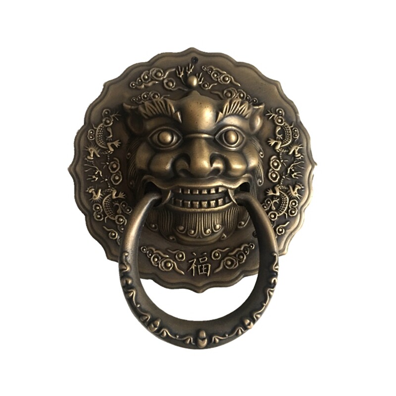 中式仿古大门虎头门环纯铜兽头拉手寺庙别墅四合院门兽头拉环把手