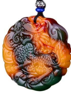 彩玉麒麟玛瑙招财貔貅挂件玉牌子