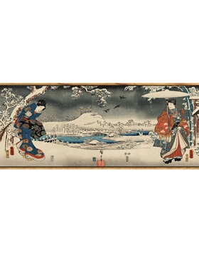 日式长款挂画浮世绘料理店装饰画
