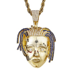 欧美个性时尚潮牌XXXTENTACION石人头像吊坠男嘻哈项链hiphop饰品