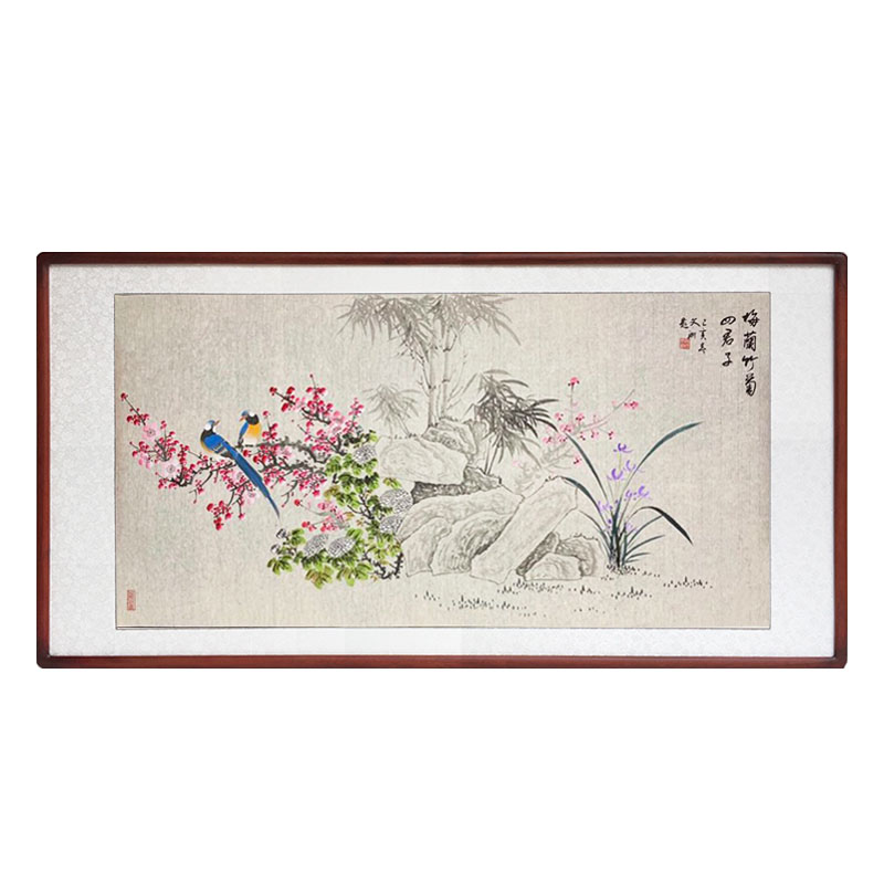 梅兰竹菊纯手绘饭厅工笔花鸟画
