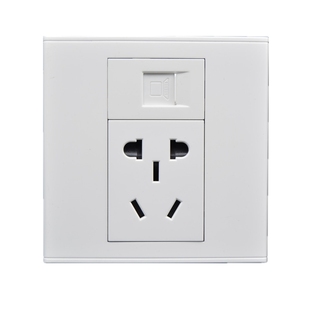 免打网口开关墙壁插86型单电脑网线带五孔电源面板 网络加5孔插座