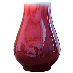 景德镇陶瓷仿古花瓶郎红花盆福筒摆件插花中式家居客厅装饰工艺品