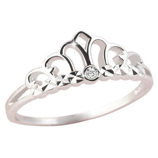 Sunfree皇冠戒指女925纯银锆石小饰品韩版镀铂金钻石不掉色指环