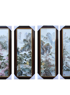 手绘客厅仿古粉彩瓷板画