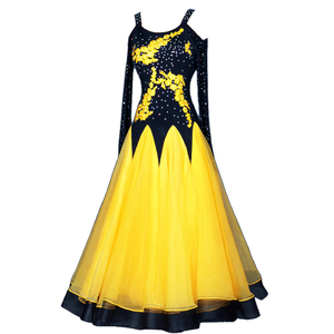 露肩摩登舞裙演出服比赛服交谊舞国标舞大摆连衣裙华尔兹广场舞裙