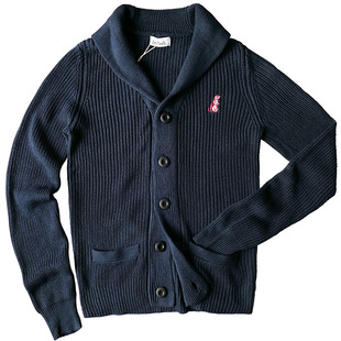 青果领粗线毛衣韩版潮休闲外套男修身线衫翻领鱼鳞纹纽扣针织开衫