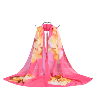 新款丝巾女春秋冬百搭薄款雪纺纱巾长款印花保暖围巾韩版防晒披肩