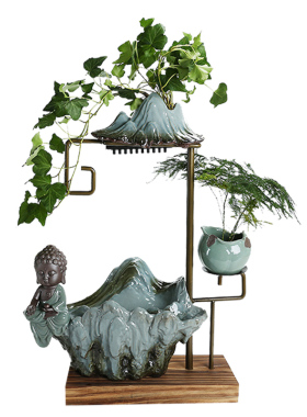 流水摆件喷泉如来达摩雾化加湿器