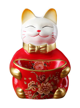 招财猫鞋柜收纳盘店铺开业摆件