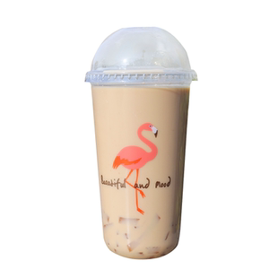 网红胖胖杯塑料一次性奶昔杯火烈鸟u形奶茶杯脏脏杯360/500ml/700