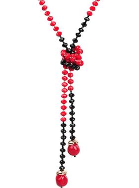 红色奥地利水晶长款韩版百搭项链