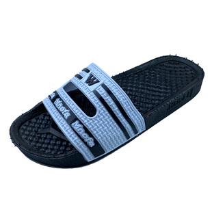 儿时的回忆W字母白色黑底 学生仔中性男女情侣同款按粒浴室拖鞋