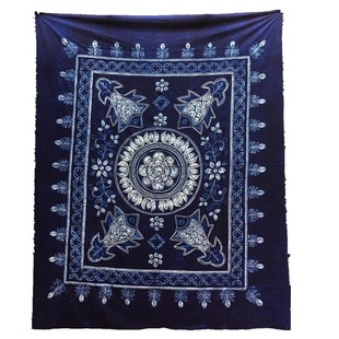 大理白族手工特色古法扎染桌布挂布蓝染纯棉双人床单单件沙发布艺