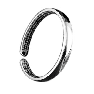 仙记银坊纯银心经光面手镯S999足银男女款凹面银镯子简约版银手镯