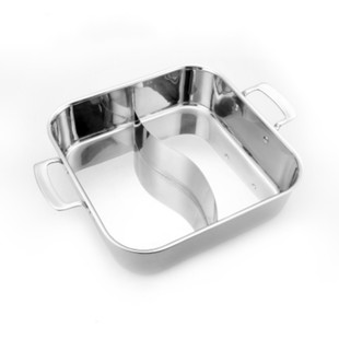 高端工艺304不锈钢火锅汤锅鸳鸯锅涮涮锅 方形三层钢特厚海底捞锅