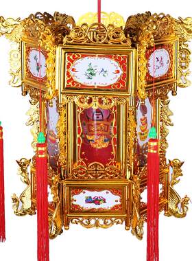 金色电动旋转走马灯新年仿古宫灯