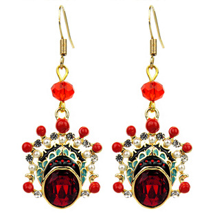 中国风网红京剧脸谱耳环刀马旦国风古典耳坠抖音戏曲花旦小生耳饰