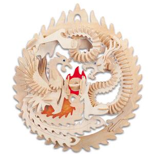 3d立体拼图 木质 四联木制仿真模型 儿童 手工 益智玩具 龙凤呈祥