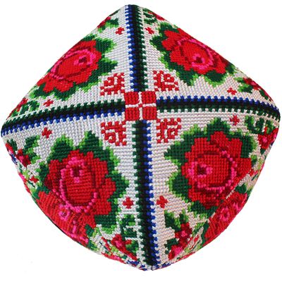 新疆十字绣手工帽子四棱帽美丽娅