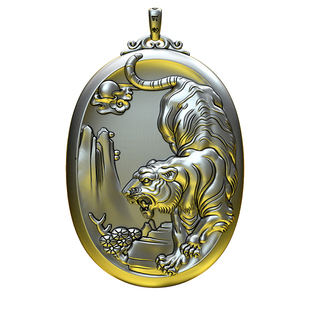 猛虎下山兔子鲤鱼荷花999纯银男士吊坠项链复古足泰银平安无事牌