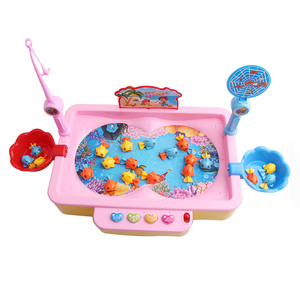 多功能电动钓鱼台玩具 磁性游动钓鱼 灯光音乐儿歌故事电动玩具