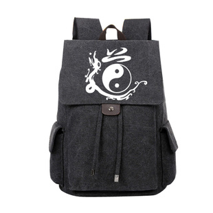 道手绘帆布包双肩背包佛系禅意原创新款加厚布包个性背包