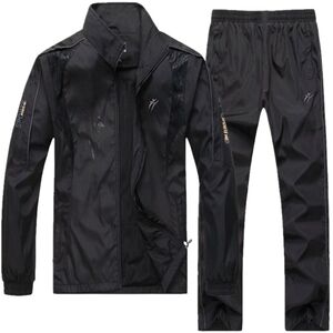 运动套装男春秋两件套中老年薄款运动服父亲速干大码宽松冬季加厚